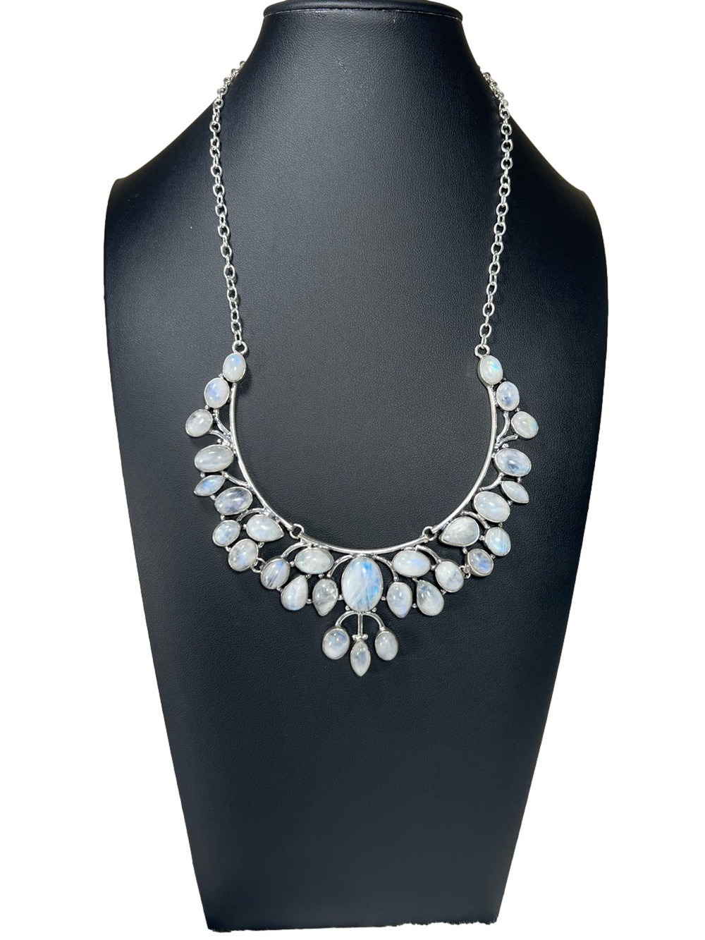 Rainbow Moonstone 925 Gemstone Fancy Necklace